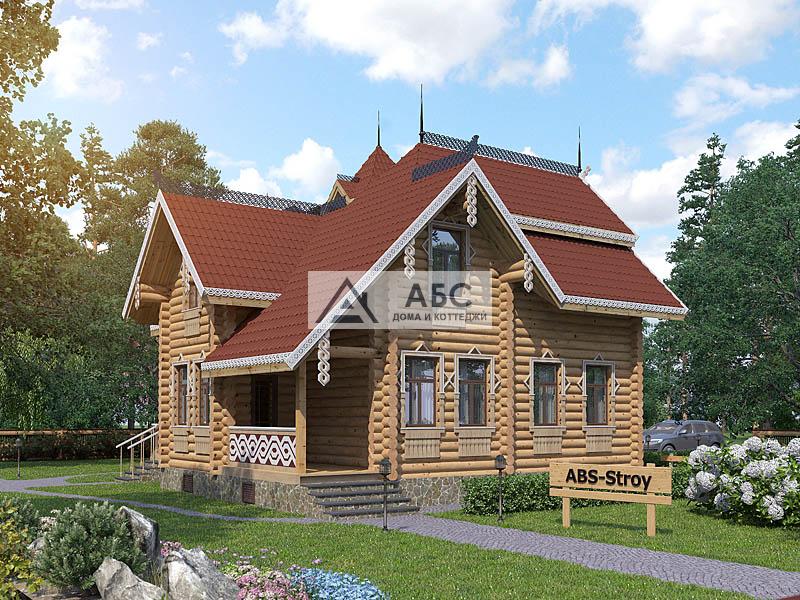 Проект двухэтажной деревянной дачи Арх. М.А.Кузьмин (вариант-оцилиндрованное бревно 240мм) из бревна - 7