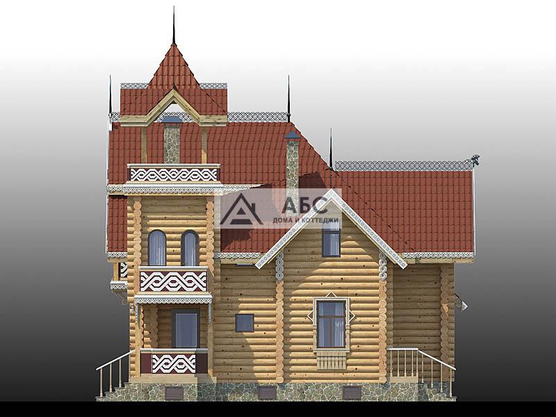 Проект двухэтажной деревянной дачи Арх. М.А.Кузьмин (вариант-оцилиндрованное бревно 240мм) из бревна - 8