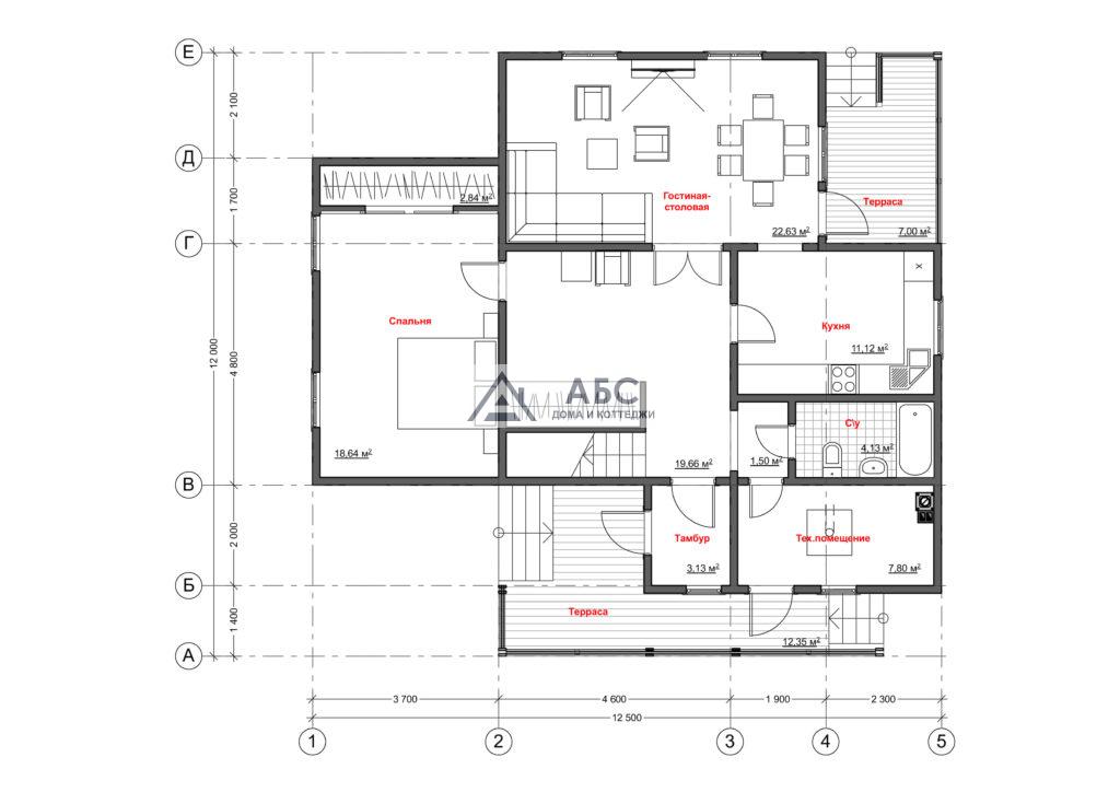 Проект одноэтажного дома «Оригами-3» из бруса - 3