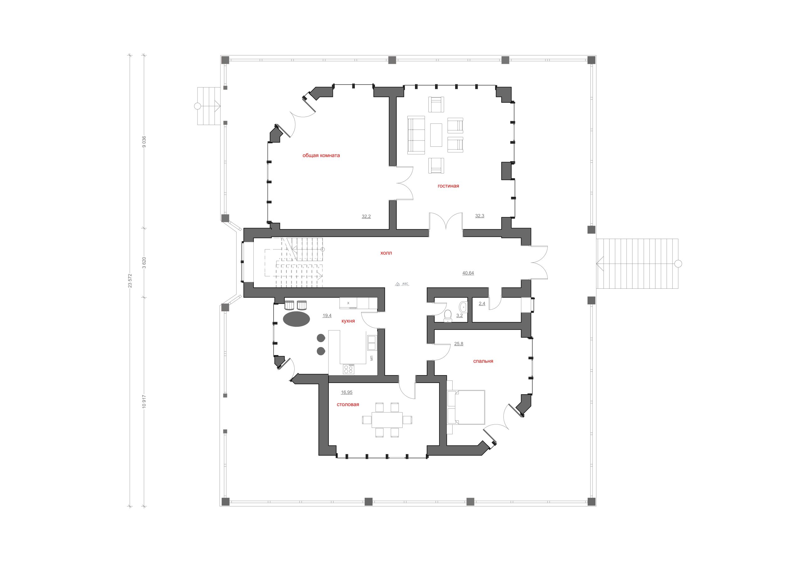 Проект одноэтажного коттеджа «Клаус» из газобетона - 3