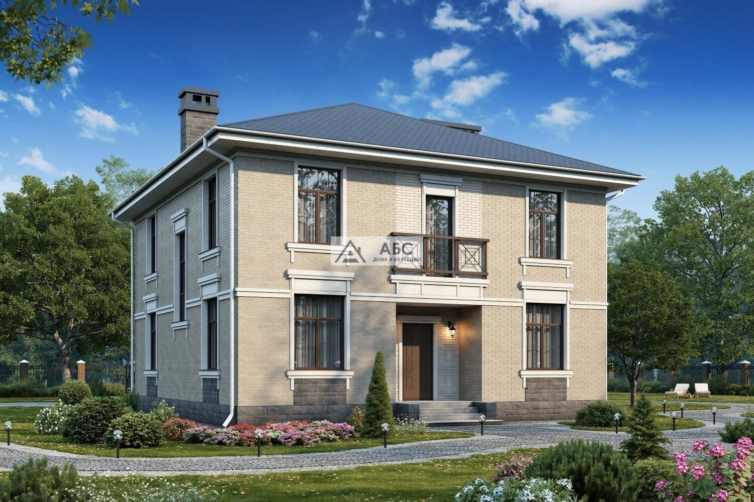 Дом 9 на 10 двухэтажный с цокольным этажом стиль классика