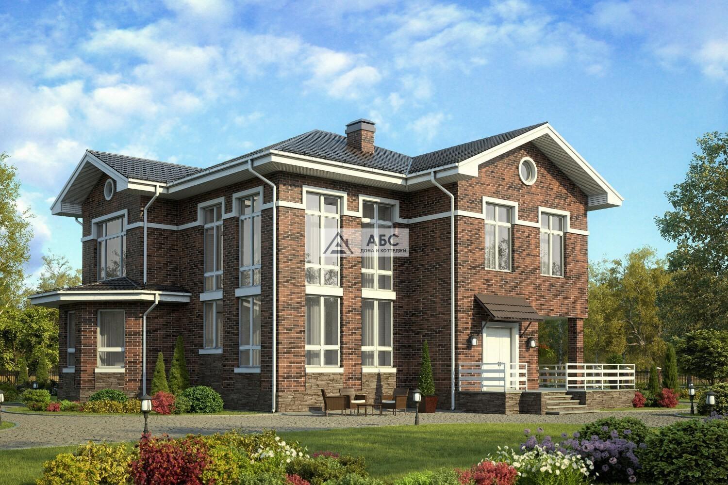 Дом из темного кирпича с белыми окнами