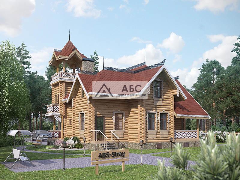 Проект двухэтажной деревянной дачи Арх. М.А.Кузьмин (вариант-оцилиндрованное бревно 240мм) из бревна - 6