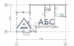 Проект одноэтажной бани «Кантри» из бревна - 3