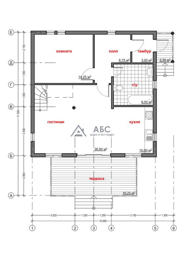 Проект одноэтажного дома «Скрипка» из бруса - 3