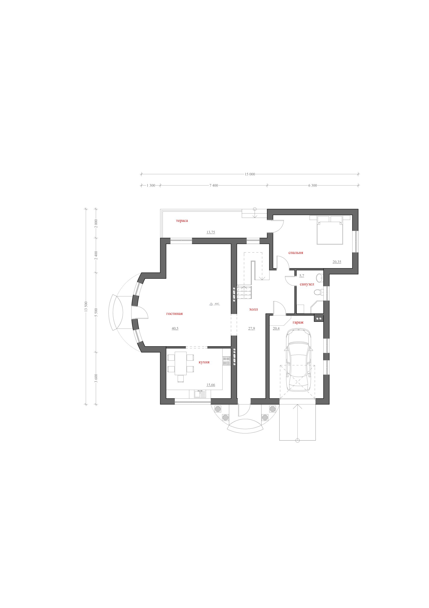 Проект одноэтажного коттеджа «Беркут» из газобетона - 3